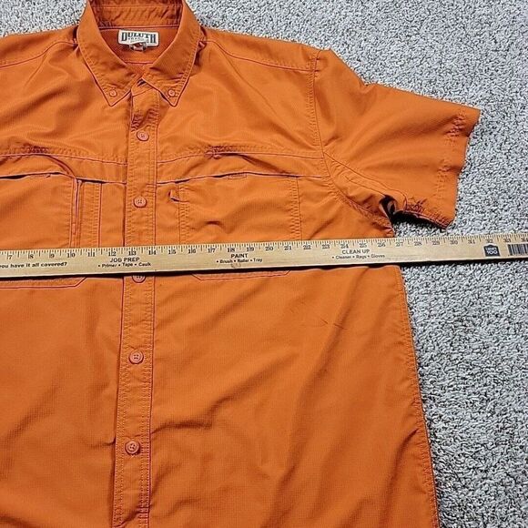 Duluth Trading Shirt Mens XL Orange Button Up Hiking Fish Vented Short Sl Marks* - Picture 4 of 6